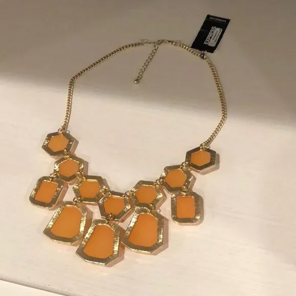 Orange statement necklace - Picture 4 of 5